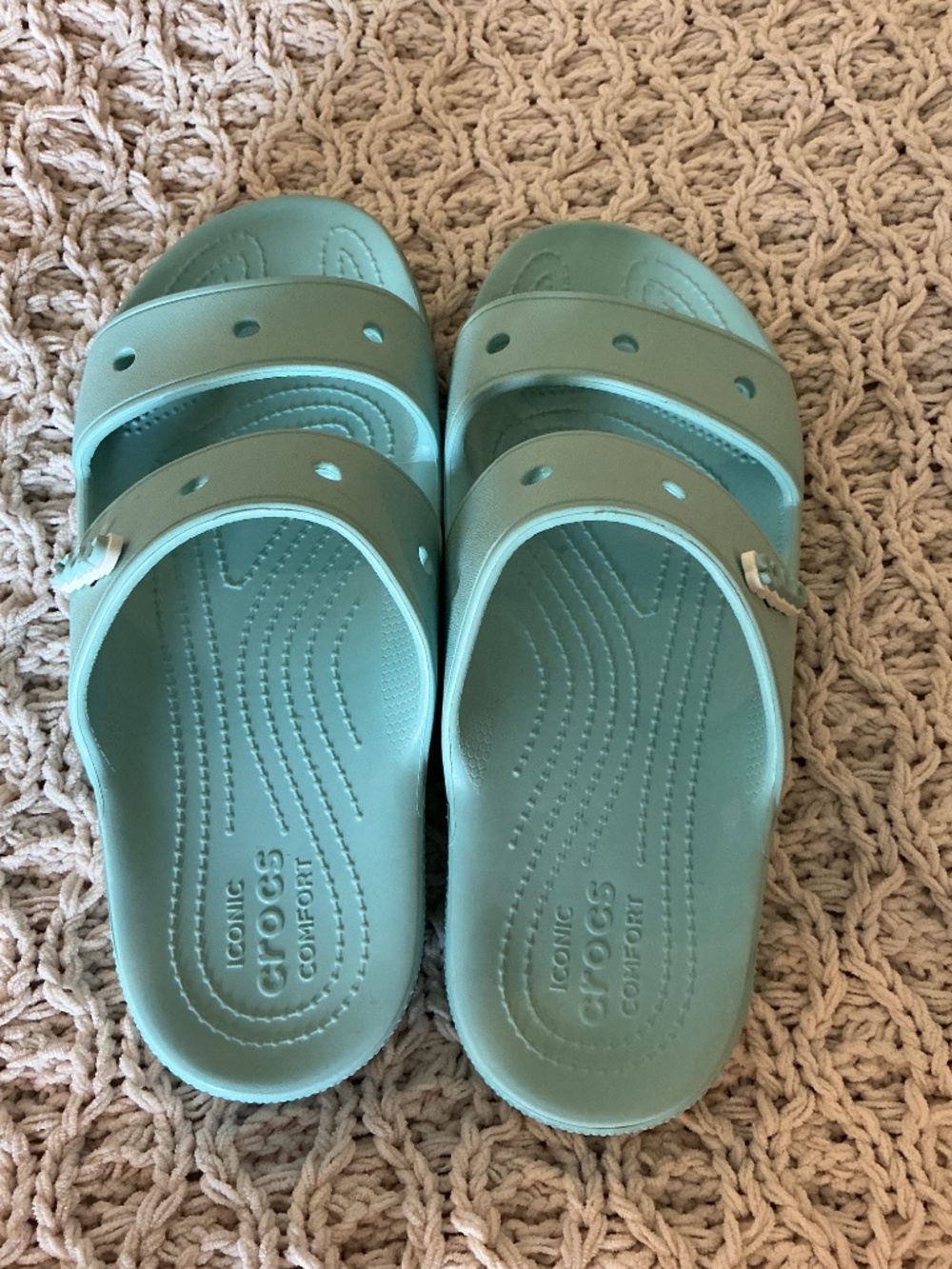 New Crocs 2 Strap Slides women 10 Blue - Picture 3 of 6